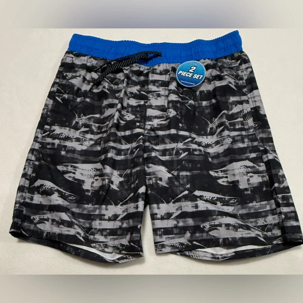 Boys L 14/16 Two Piece Set - Swim Trunks & Long Sleeve UPF 50+ Rashguard - NWT